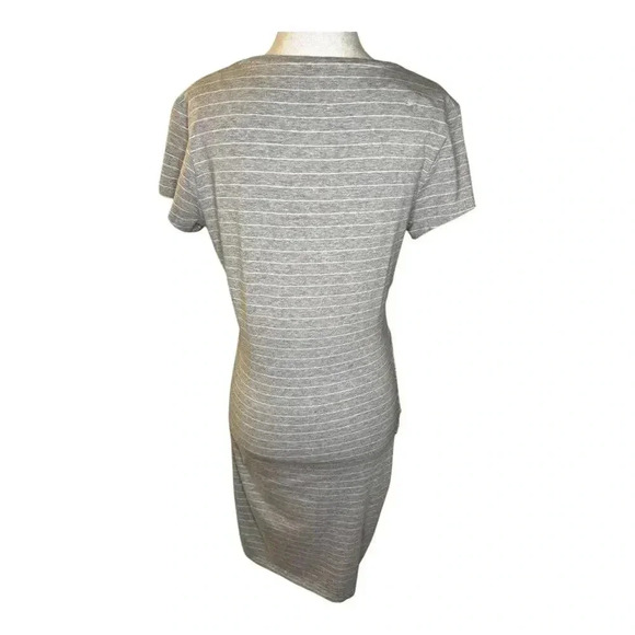 Athleta Women’s Medium Central Stripe Dress Light Gray Heather Stripe - Picture 4 of 8